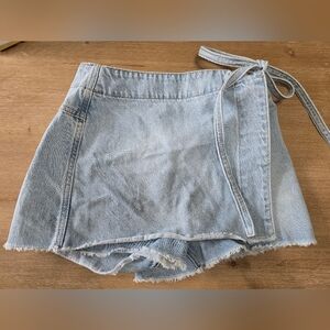 Altar'd State Denim Wrap Skort with Tie
